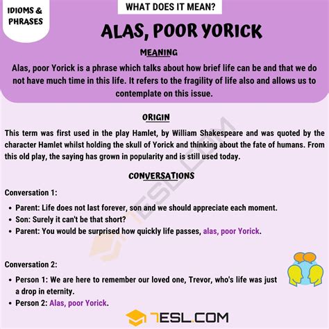 "Alas, Poor Yorick" Meaning, Origin and Examples • 7ESL