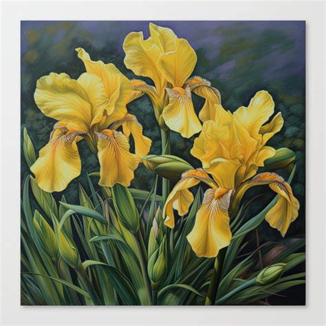 Shop Yellow Irises Canvas Print By Vanoverdesigns On Society Flower