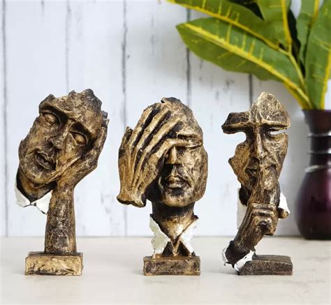 Set of 3 Human Face Art Sculptures Showpiece for Home Decor - Etsy