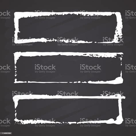 Frames And Text Boxes Grunge Textured Hand Drawn Elements Set Vector Illustration On Chalkboard