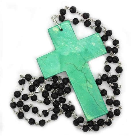 Cross Necklace Large Turquoise Cross Necklace With Lava Etsy