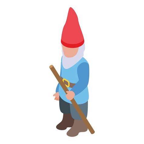 red capped gnome icon isometric style  vector art  vecteezy
