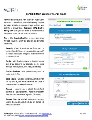 Fillable Online Dhss Alaska Reminder Recall Basics Dhss Alaska Fax