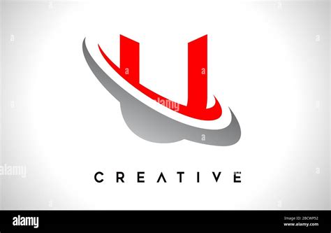 Letter U Logo U Letter Design Vector With Red Gray Swash