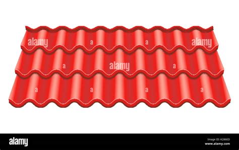 Red Corrugated Tile Vector Element Of Roof Ceramic Tiles Fragment Of