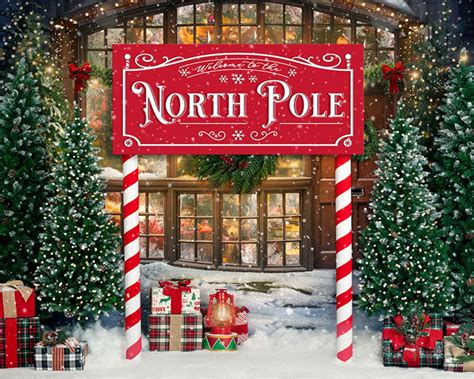 North Pole Backdrop Santa S Workshop Backdrop Holiday Etsy