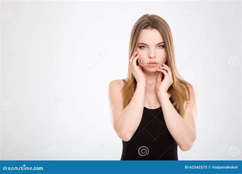 Sensual Pretty Young Female Touching Her Face Stock Image Image Of