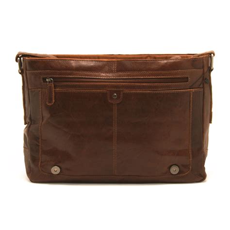 Ashwood Tan Crumble Leather Kingston Messenger Laptop Bag With