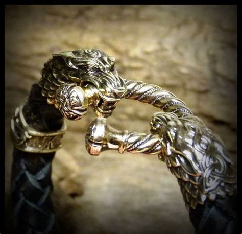 Bracelet Wolfs Viking Pagan Celtic Nordic Handmade Bronze Genuine