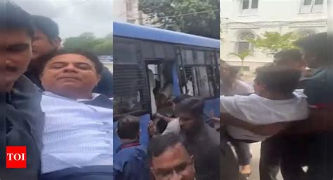 Brs Leader Kt Rama Rao Party Workers Detained For Protesting Against