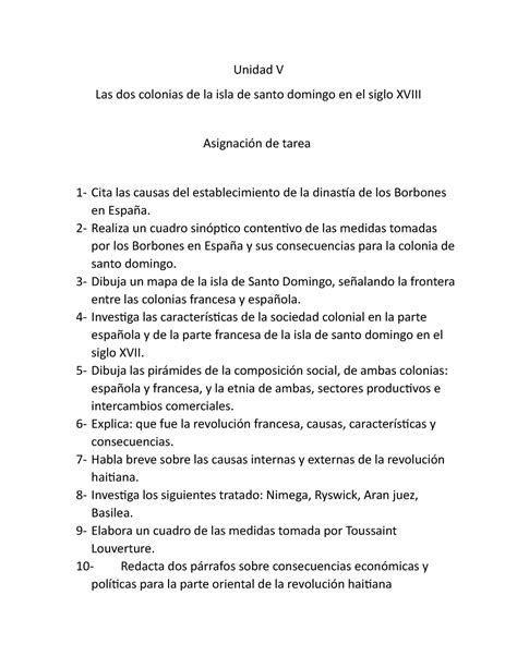 Unidad V Unidad V Las Dos Colonias De La Isla De Santo Domingo En El