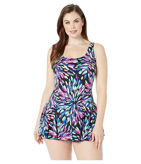 Maxine Of Hollywood Swimwear Plus Size Sparkler Princess Seam Swimdress