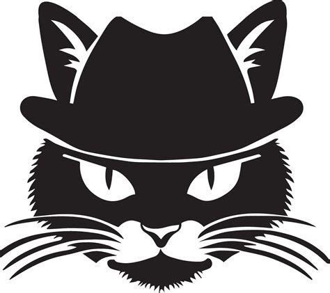 Cat face vector silhouette, cat face with cap vector silhouette ...