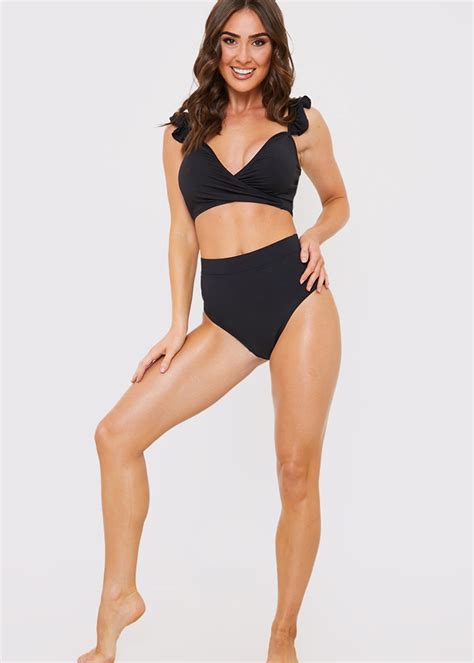 In The Style Jac Jossa Black Wrap Tie Frill Bikini Top Matalan