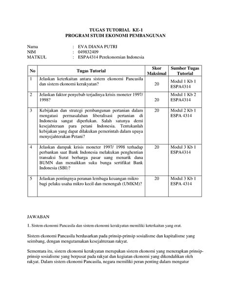 Tugas Espa Tugas Tutorial Ke Program Studi Ekonomi