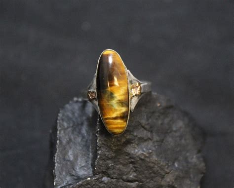 Sterling Silver Tigers Eye Ring Oval Tigers Eye Ring Tigers Eye Ring