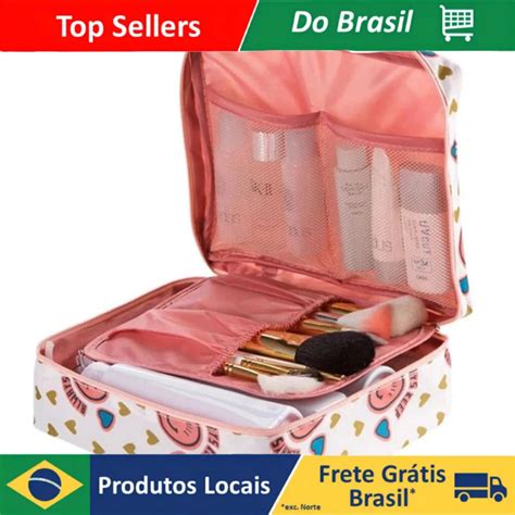 Necessaire Para Maquiagem Com Sticos Viagem Cor Sortida