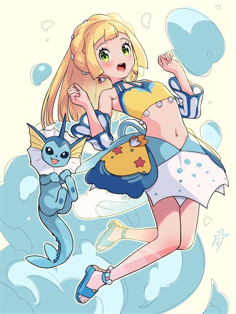 Lillie Misty Vaporeon And Misty Pokemon And 1 More Drawn By