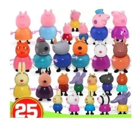 Bonecos Peppa Pig Amigos E Família Kit 25 Miniaturas