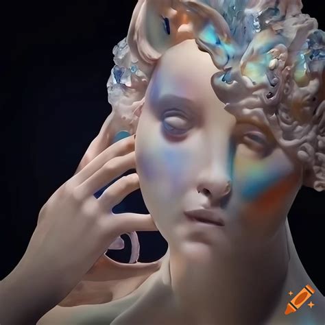 Sculpted Random Colored Veined Marble Figures With Cinematic Lighting