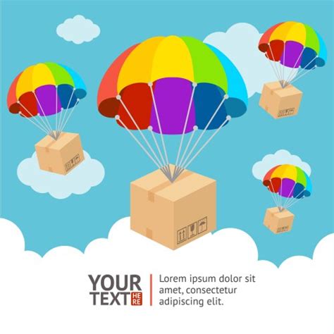 Parachute Parcel Delivery Composition Royalty Free Vector