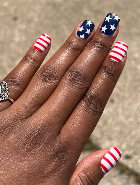 Patriotic Us Flag Nails Flag Nails July Nails Squoval Nails