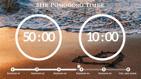 50 Minute Pomodoro Timer 🌊ocean Wave Asmr 📚5 Hour Study ⏱pomodoro 5010