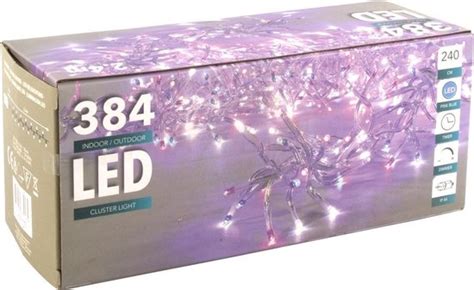 Cluster 384 LED Roze Blauw Transparant Snoer Ip44 Adapter Timer Dimmer