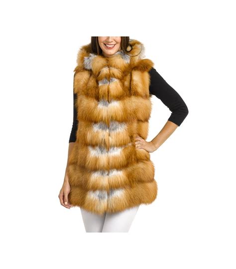 Long Red Fox Fur Vest Fursource