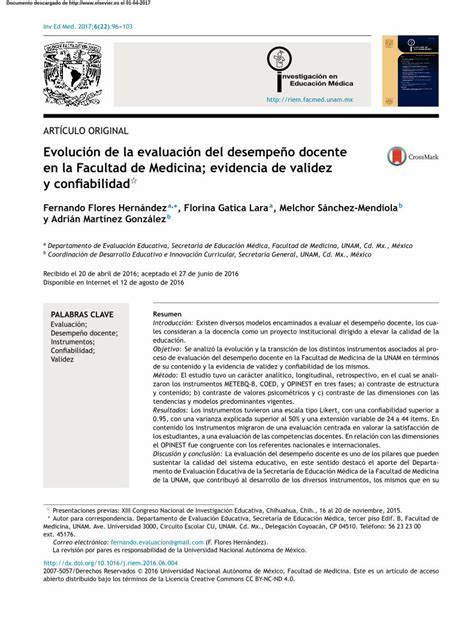 PDF Evolución de la evaluación del desempeno docente en riem facmed