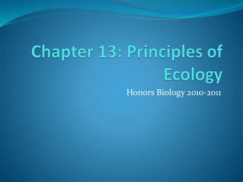 Chapter Principles Of Ecology