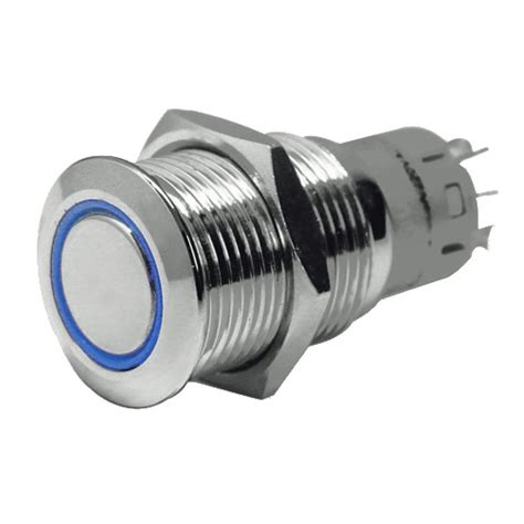 Allpa Allpa RVS Ring LED drukschakelaar ON OFF 12V boorgat Ø16mm