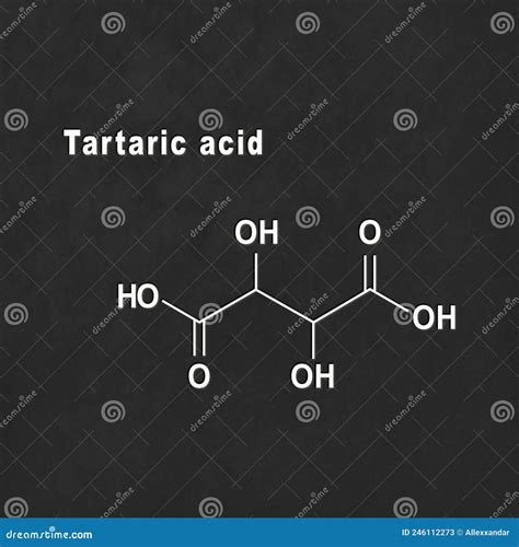 Tartaric Acid Structural Chemical Formula Stock Illustration