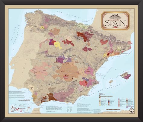 Spain Wine Regions Map - Framed - VinMaps