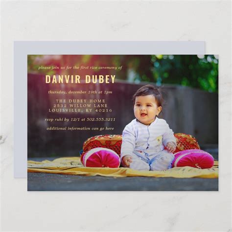 Annaprashan First Rice Ceremony Photo Invitation Zazzle Photo