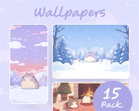 Christmas Cats Wallpaper, Cozy Holiday Wallpaper, Kawaii Christmas ...