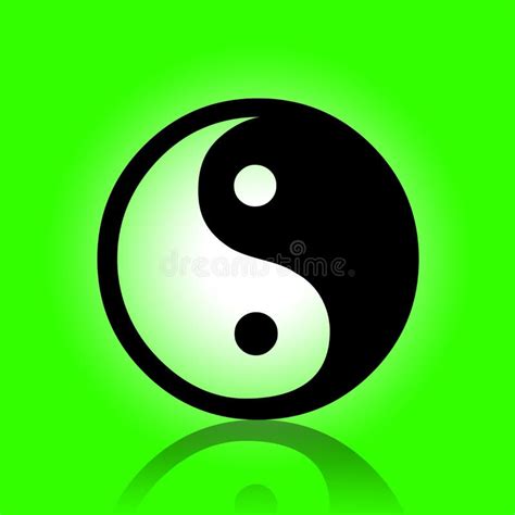 Ying Yang Symbolism With Green Leaf Stock Vector - Illustration of ...