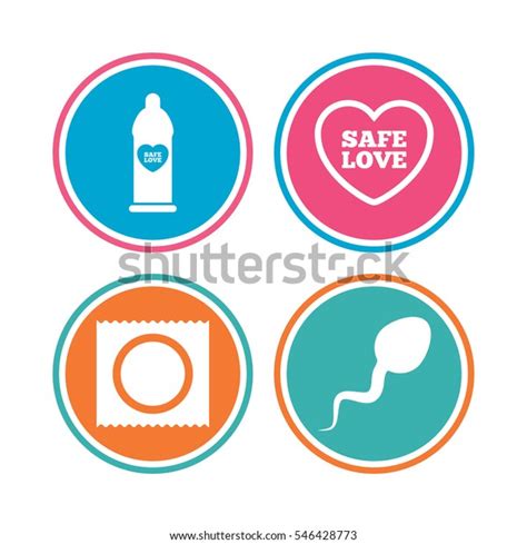 Safe Sex Love Icons Condom Package Stock Vector Royalty Free