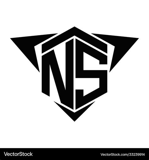 Ns logo monogram with wings arrow around design Vector Image