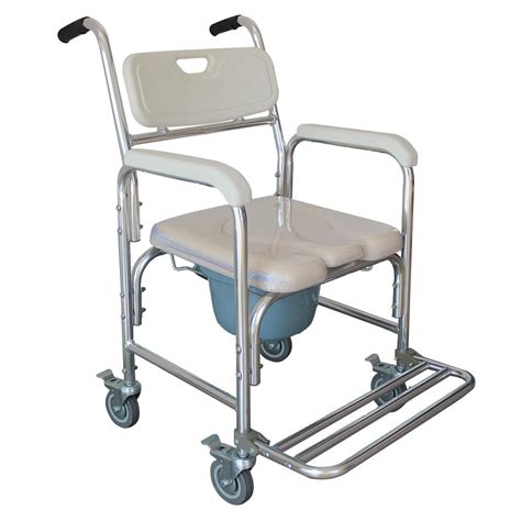 Zimtown Aluminum Shower Chair Bedside Commode W Casters And Padded Seat