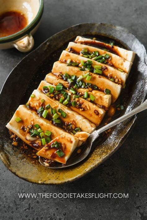 Steamed Tofu With Soy Garlic Sauce The Foodie Takes Flight