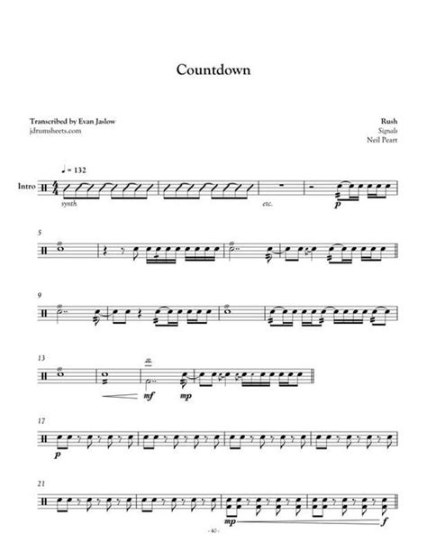 Drum Sheet Music Rush Rush Countdown Ebook Evan Aria Serenity 9791222491202 Bol