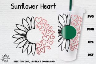 Sunflowers Heart Venti Cold Cup 24 Oz Graphic By Sunf10werDesigns