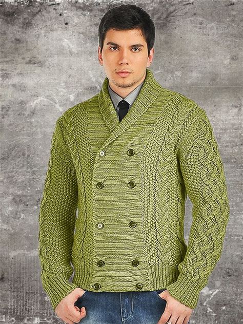 Hecho Para Los Hombres La Mano Cardigan Tejido Cuello Alto Chaleco