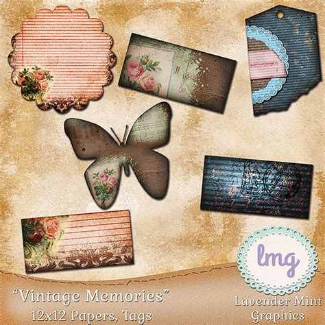 Vintage Memories Scrapbook Papers By Lavender Mint Graphics | TheHungryJPEG