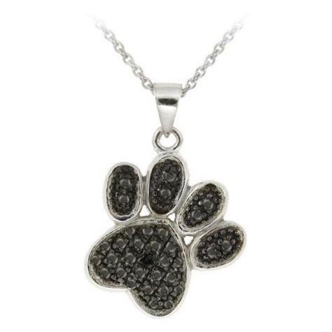 Db Designs Sterling Silver Black Diamond Accent Paw Print Necklace