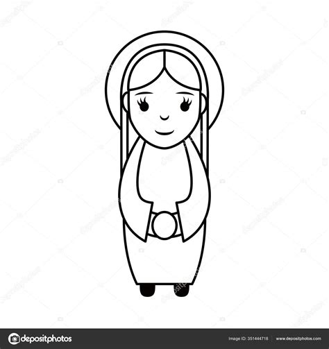 Cute Mary Virgin Manger Character Stock Vector By ©yupiramos 351444718