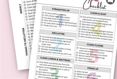 Daily Bedroom Cleaning Checklist Pdf Psoriasisguru