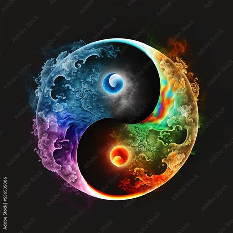 Yin And Yang Symbol On A Black Background Stock Illustration Adobe Stock