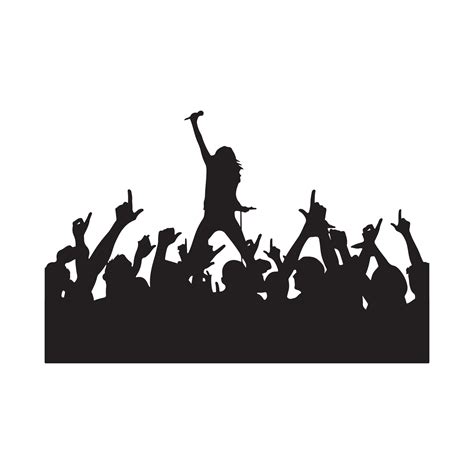 Rock Music Concert Crowd Silhouette Isolated On White Background